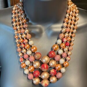 Vintage 4 Strand Shades of Pink & Sherbet Beaded Necklace~Japan